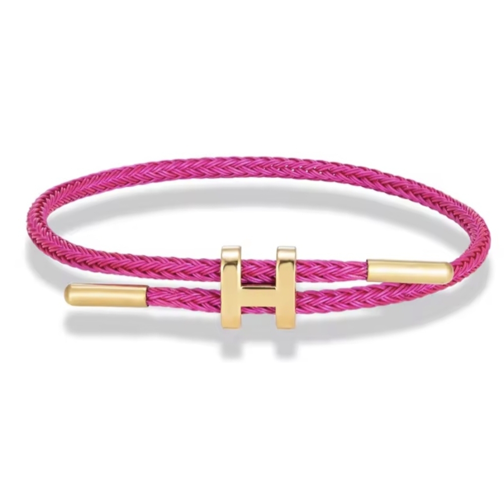 💗💗NEW💗💗 PRETTY!! FUSHIA PINK Adjustable H Embroidered Bracelet